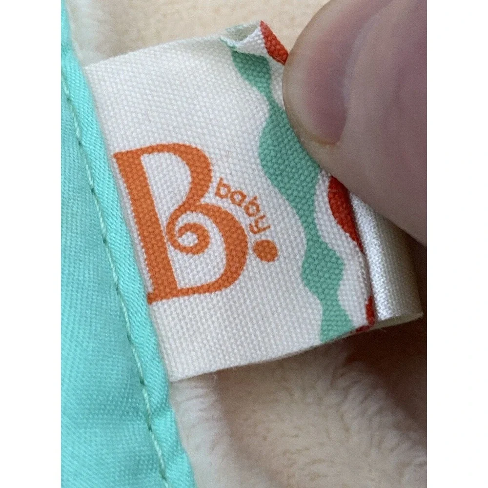 B Cuddly Bunny Rabbit‎ Plush Lovey Baby Security Blanket Orange Aqua Triangles